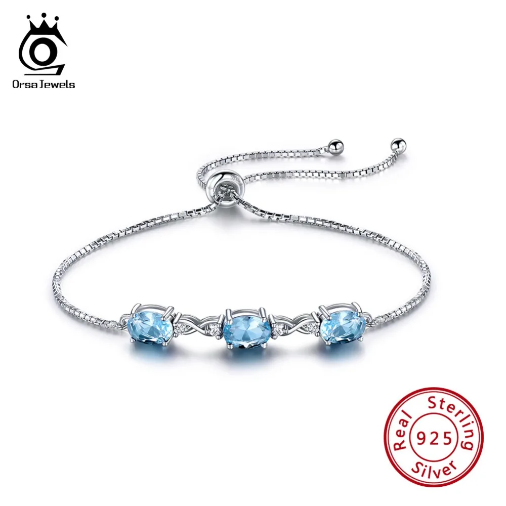 ORSA JEWELS Настоящее серебро 925 пробы женские браслеты и браслеты из натурального камня роскошные женские свадебные ювелирные изделия VSB01