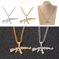 fashion hip hop neck gold rose plated pistol uzi gun pendants necklaces chain necklace for men women party accessories %d0%ba%d1%83%d0%bb%d0%be%d0%bd