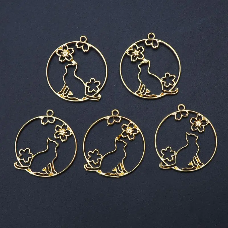 5 шт. кошка на Луне пустой кулон УФ Смола кадр открытые обрамление установка для