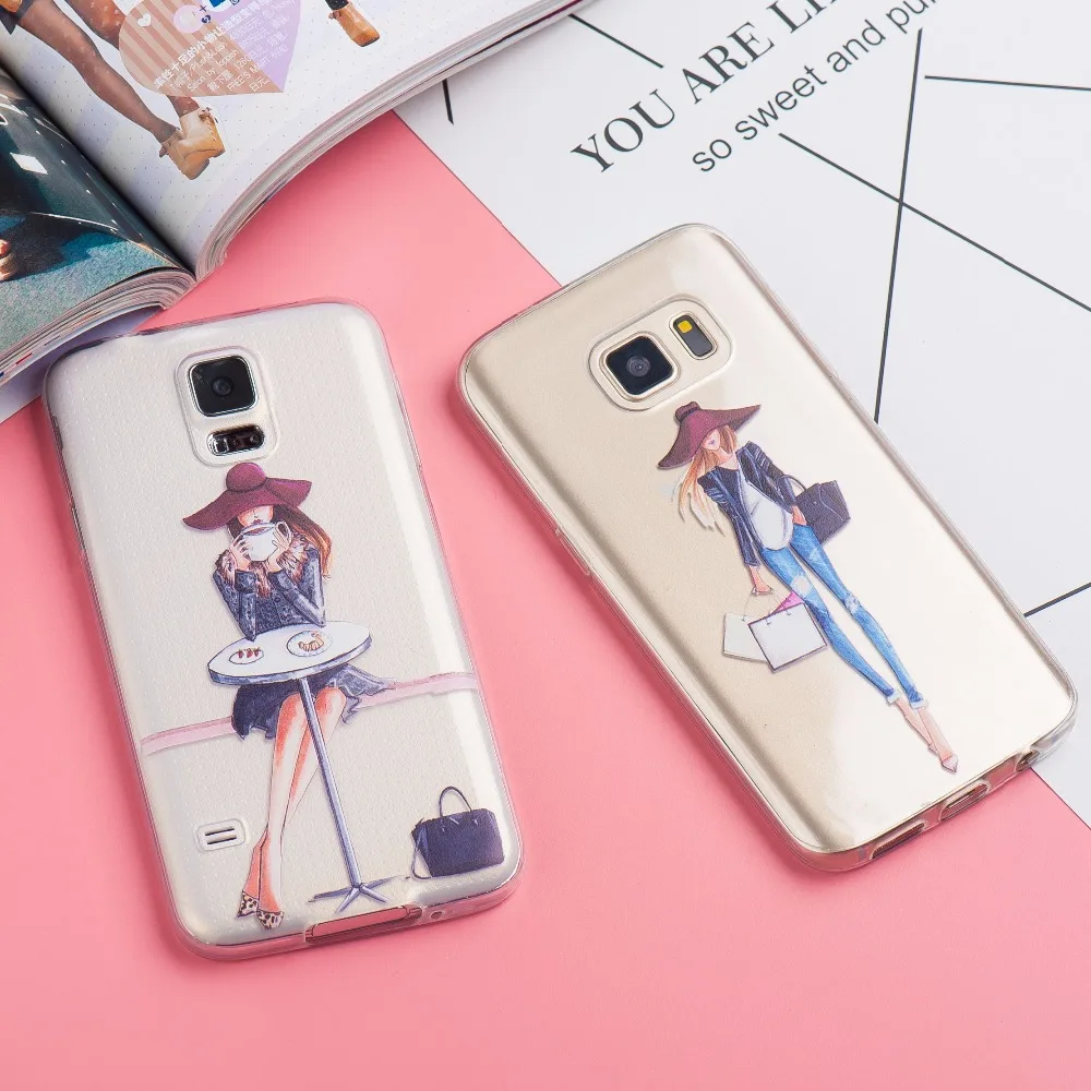 Чехол для samsung galaxy s6 s6edge плюс s5 S6edge + s7 s7edge прозрачный силиконовый Фрукты Цветы