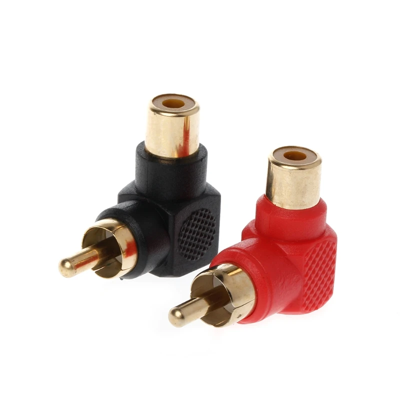 2 шт. RCA Коннектор Переходник штекер-гнездо 90 прямоугольный M/F Позолоченный разъем