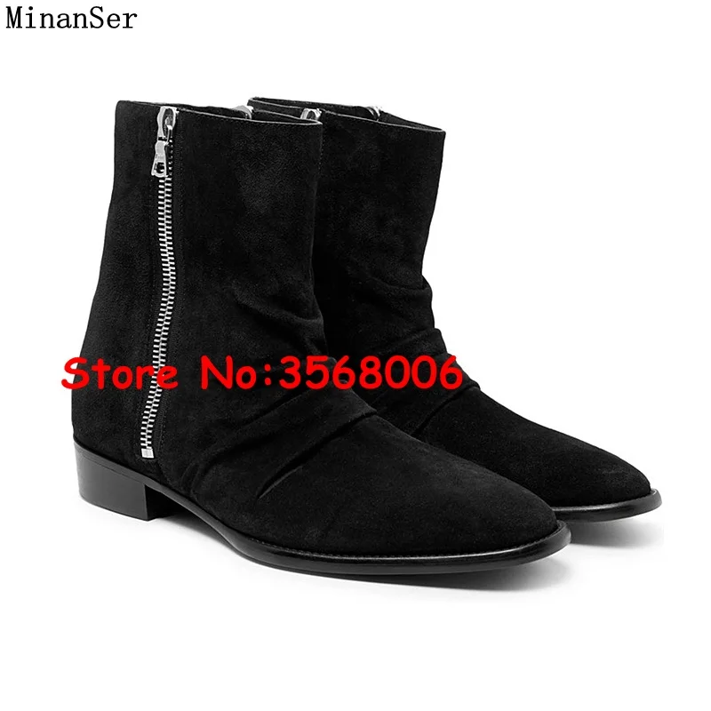 Мужские классические ботинки коричневые ботильоны с круглым носком Осень-зима