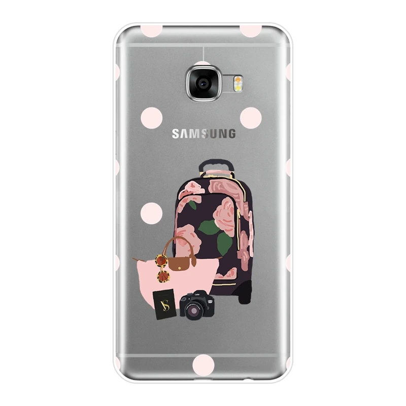 Силиконовый чехол для телефона Samsung Galaxy C5 C7 C9 Pro дорожная девушка камера