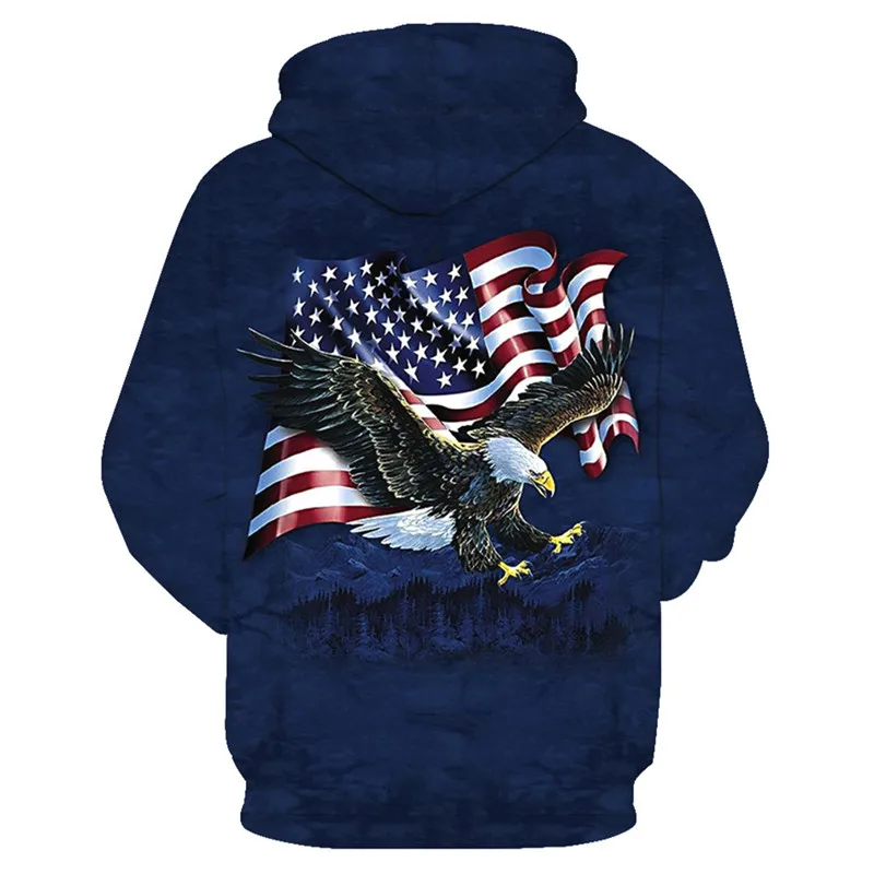 ConMotion Flying Flag Eagle Fashion Blue Hooded Sweatshirt Fall Pullover EUR SIZE | Мужская одежда