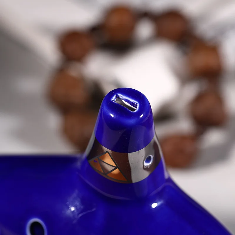 Классический синий музыкальный инструмент Ocarina Alto C с 12 отверстиями яркая