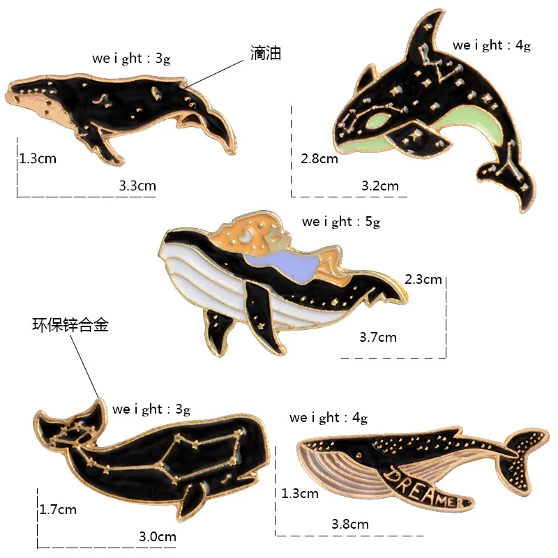 1 шт. брошь в виде Кита акулы мультяшный КИТ созвездия морская Акула звезда