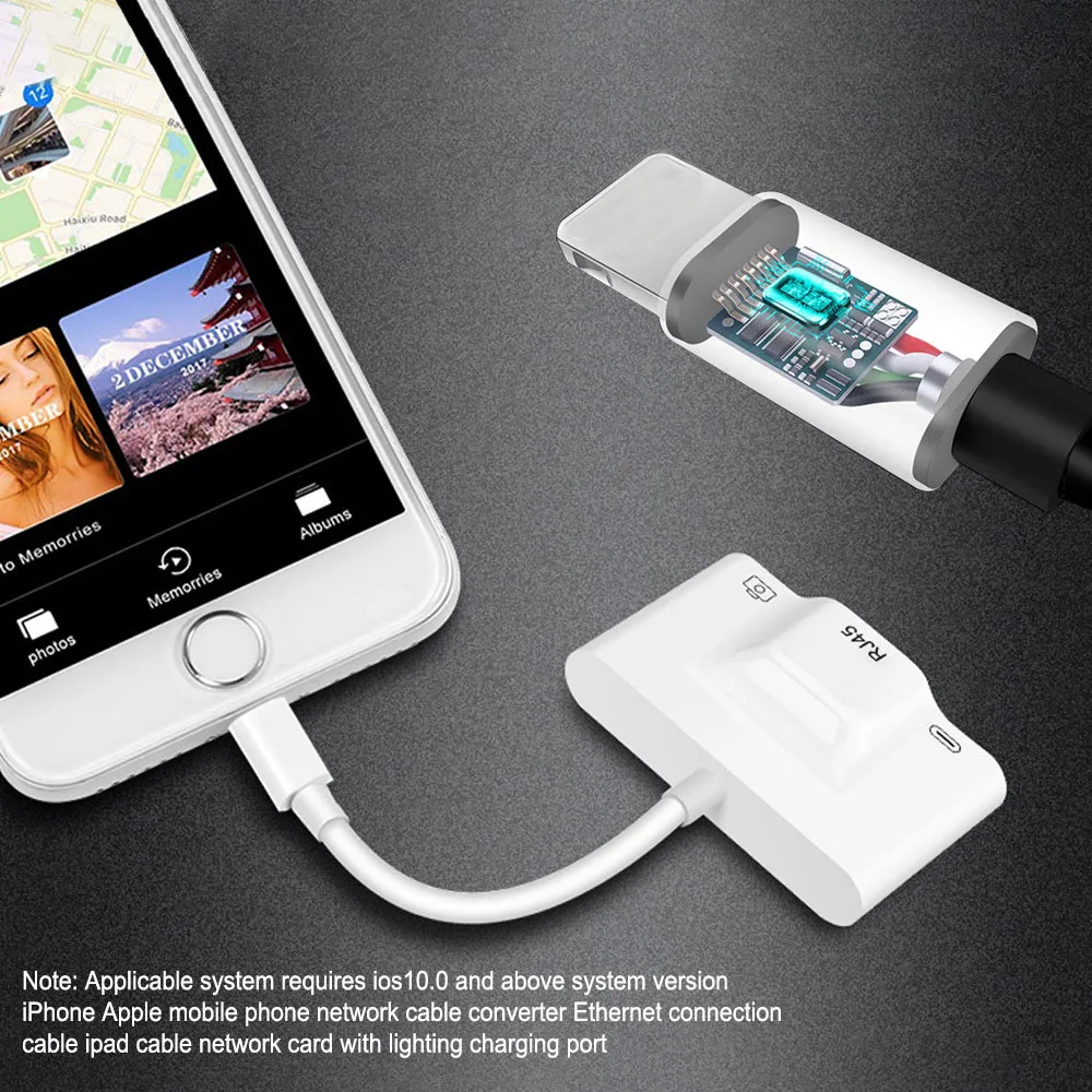 RJ45 Ethernet LAN проводной сетевой адаптер компактный для iPhone Ethernet адаптер для кабель для IPad зарядное устройство Многофункциональный USB порт 3 в 1