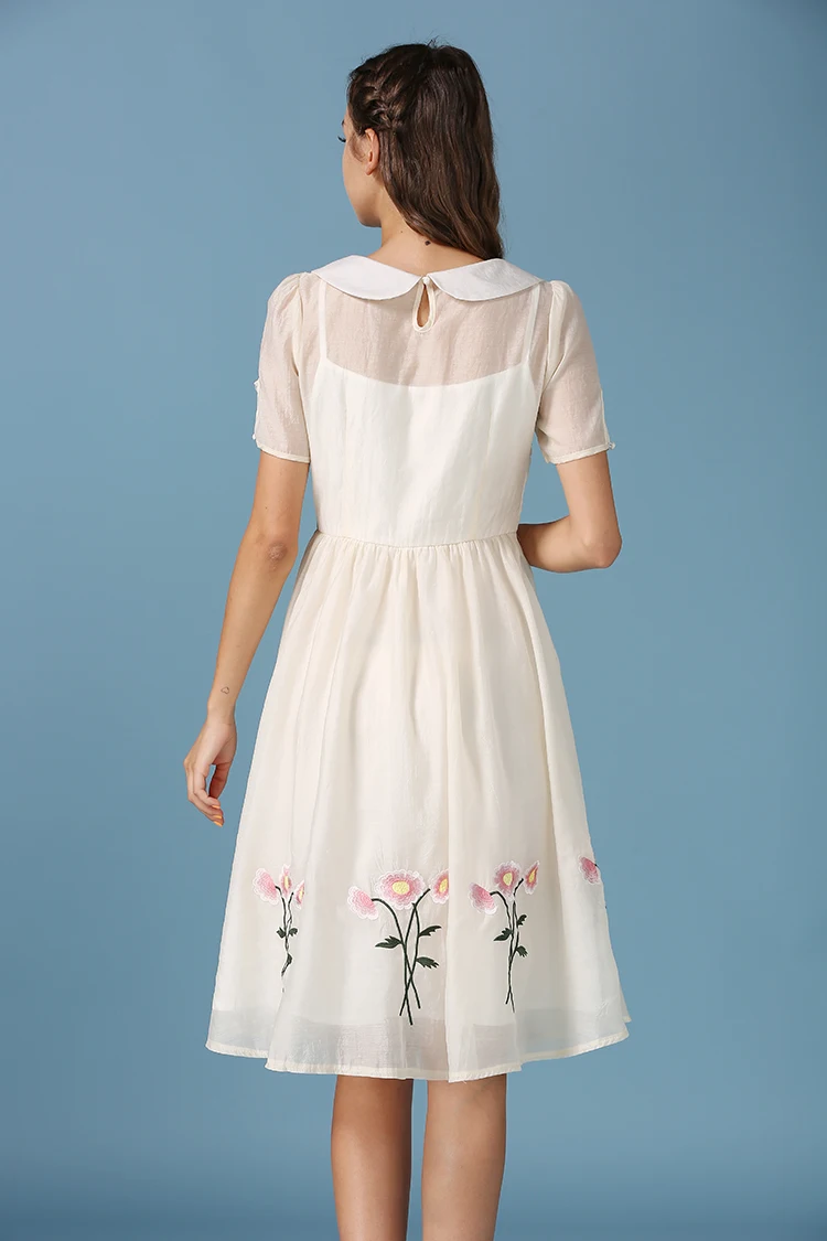 2017 Женская одежда новый сезон: весна–лето мода цветы платье с вышивкой Рубашка