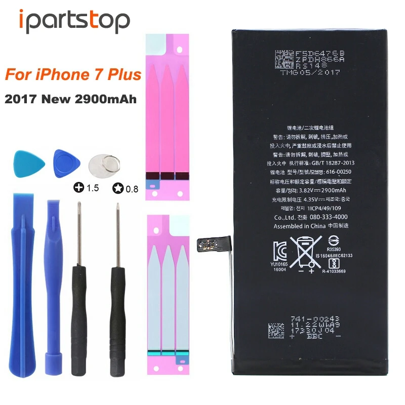 Ipartstop Новинка 2017 года реальные Ёмкость Батарея Замена для iPhone 7 Plus 2900 мАч zero цикл с