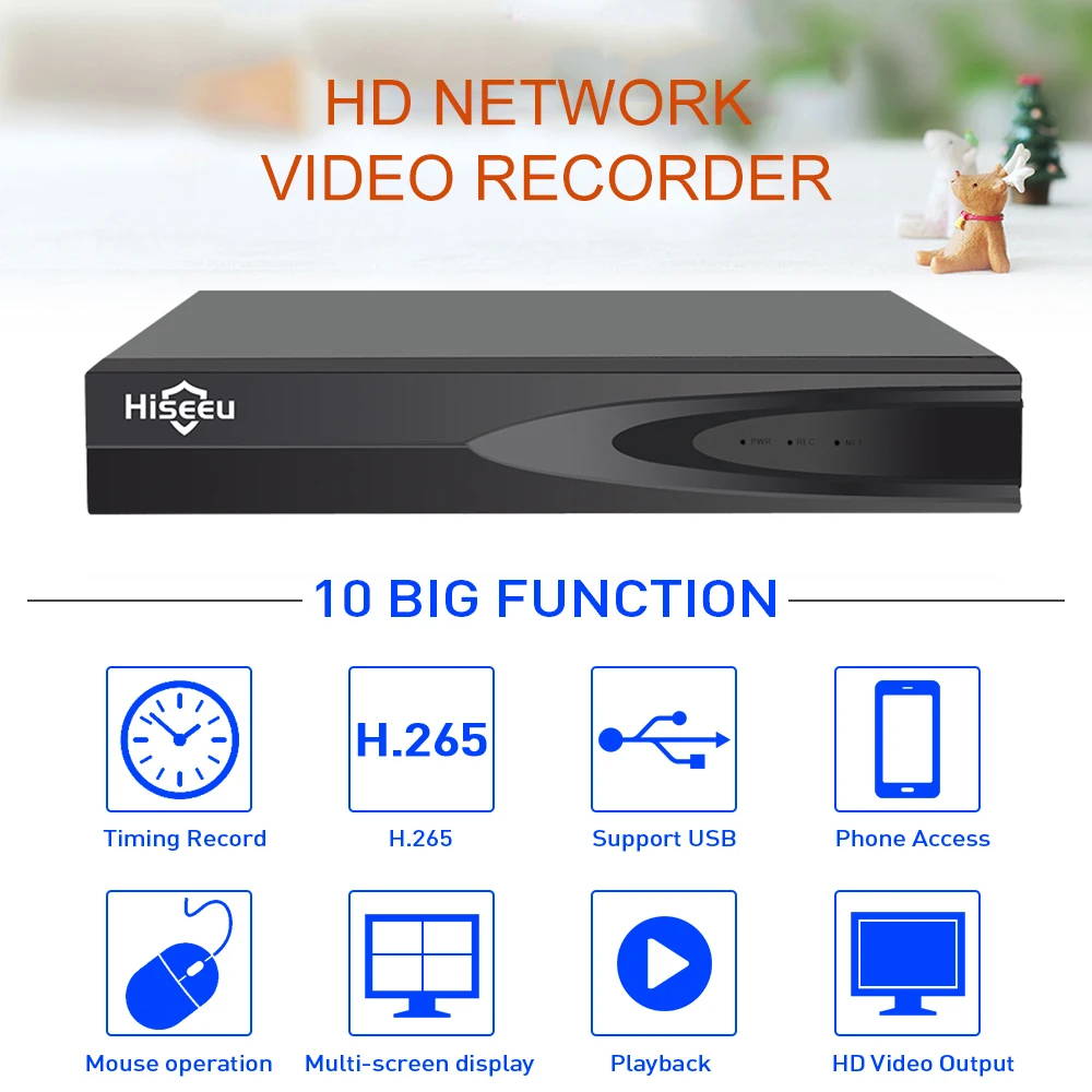 Hiseeu H.265 HEVC 8CH 16CH CCTV NVR для ip-камеры ONVIF 2 0 IP камера металлическая сетевая видеокамера