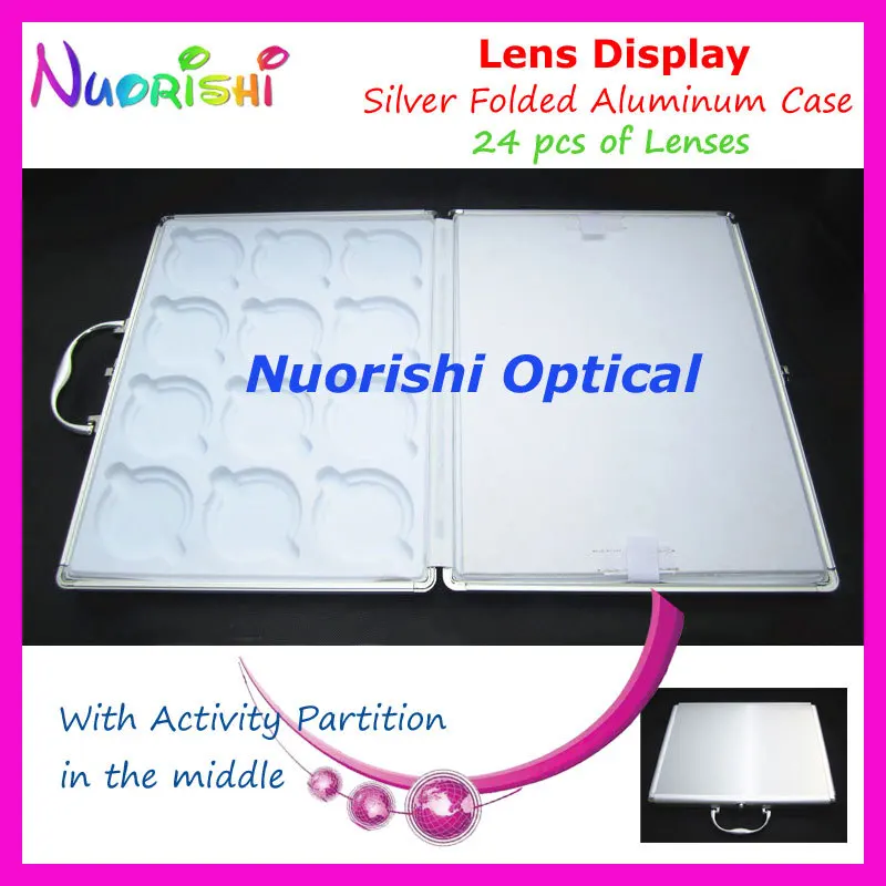 Портативный Серебристый алюминиевый 24 шт. оптические линзы образец дисплей