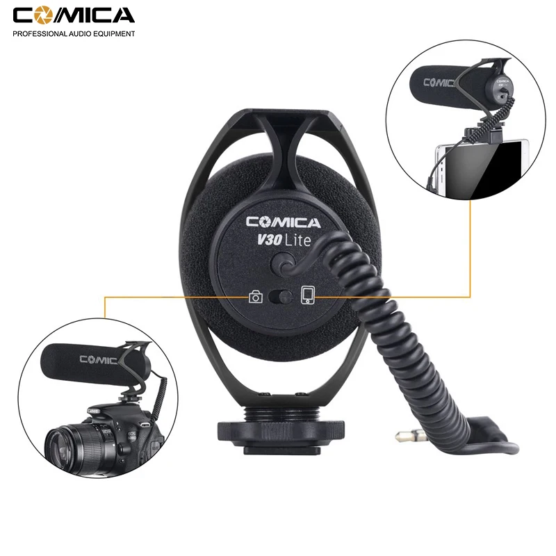 Микрофон Comica CVM-V30 Lite для камеры микрофон записи видео с телефона цифровых