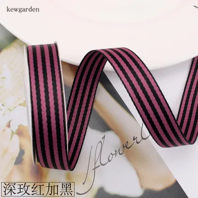 Kewgarden 3/" 5/8" полосатый сатиновый ленты вручную изготовленная лента DIY бант резинка из полиэстера цветок упаковочная лента 5 метров