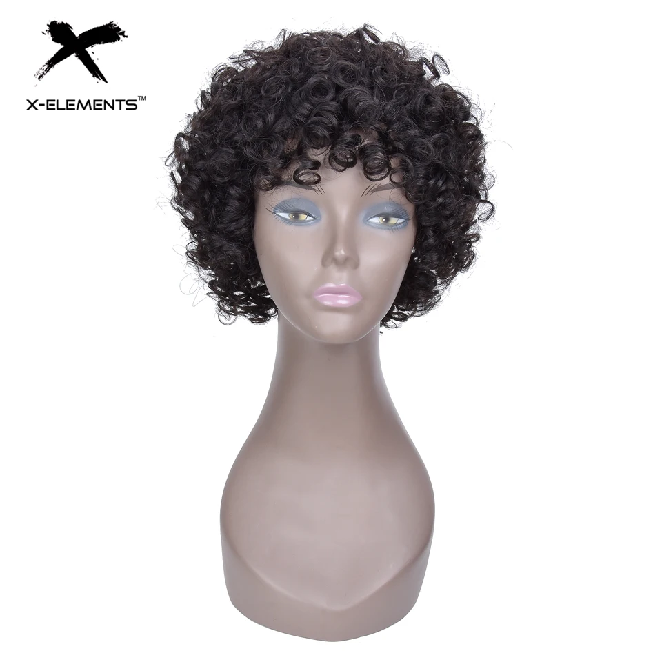 X Elements вьющиеся человеческие волосы парики с детскими волосами отбеливатель узлы
