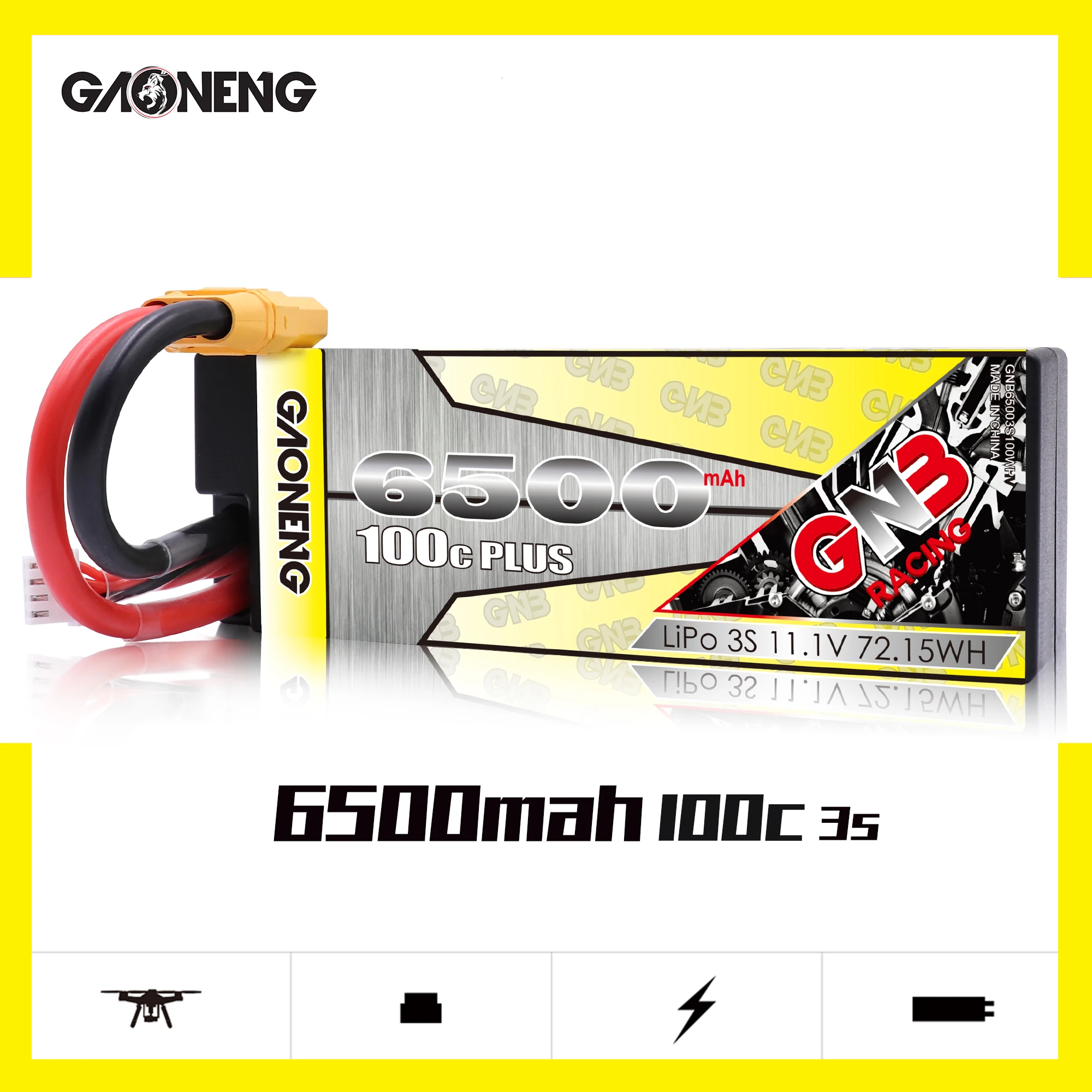 Литий полимерный аккумулятор Gaoneng GNB 6500 мАч 3S1P 11 1 В 100C/200C в жестком корпусе T