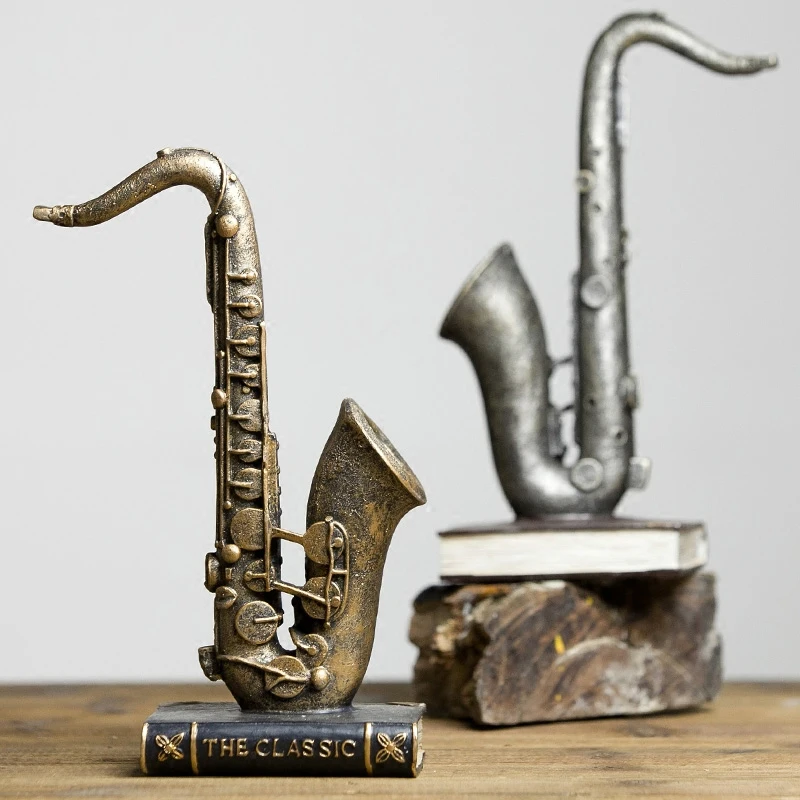 

Retro saxophone violin model resin figurine home decoration ornaments Musical instrument decoration living room decorative