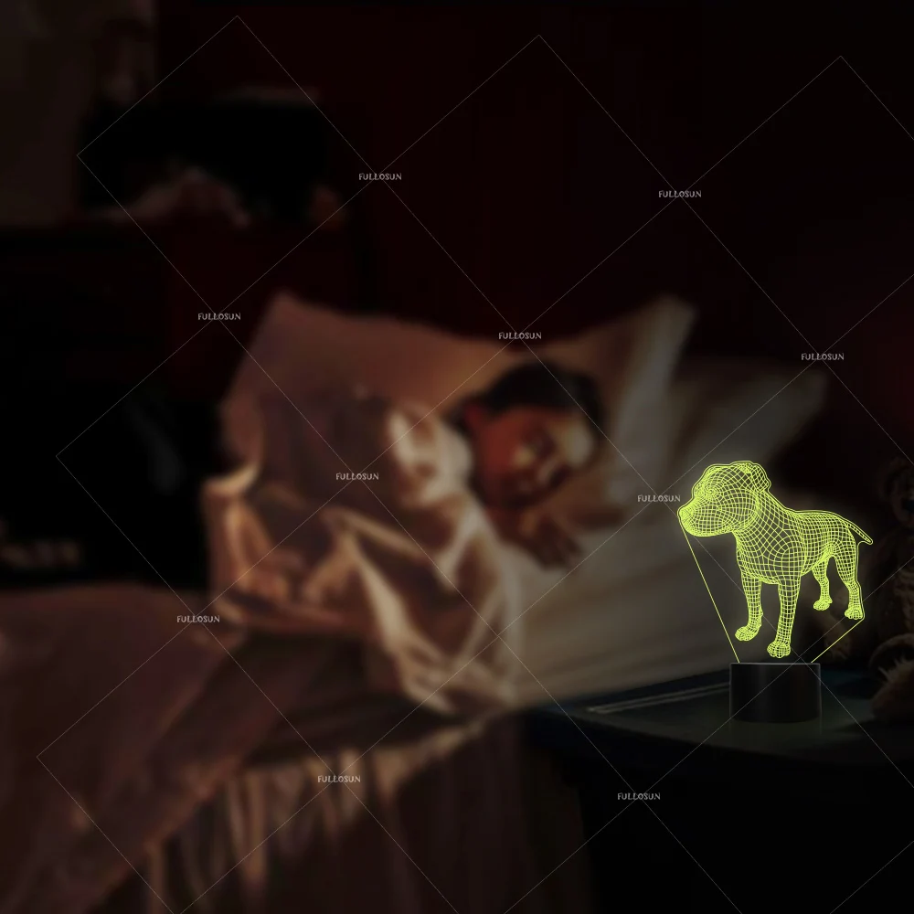 Ночсветильник в виде собаки с 3d дизайном сенсорный переключатель 7 цветов лампы