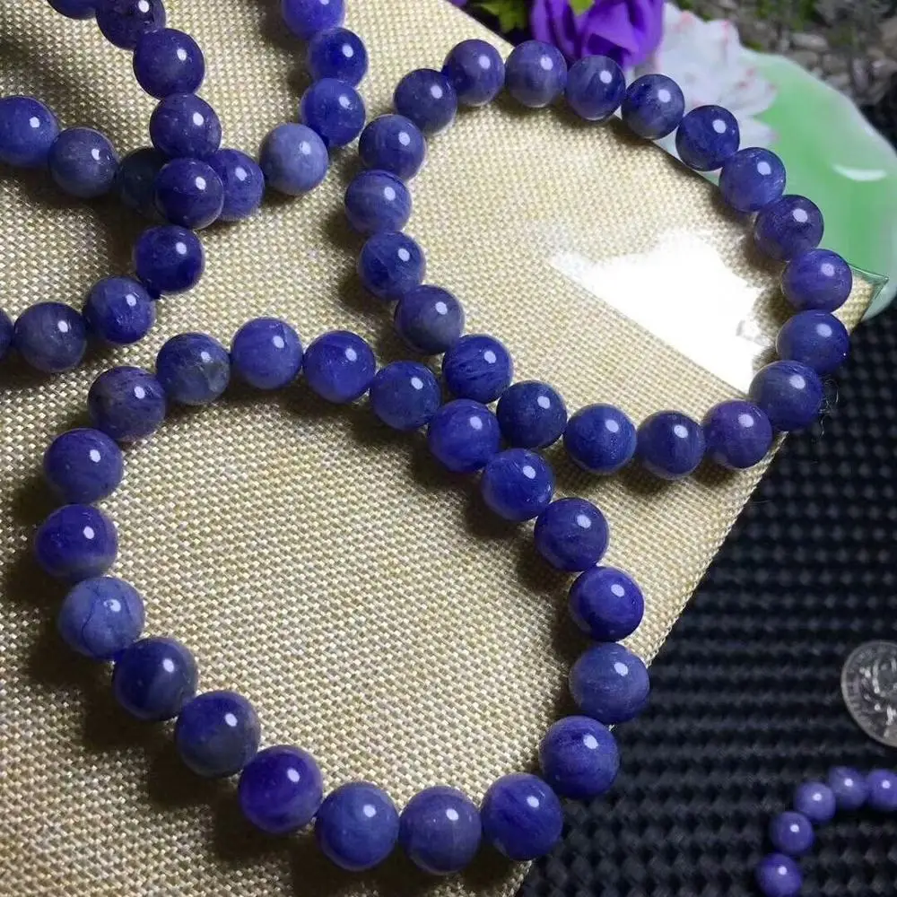 Натуральный Синий Tanzanite драгоценные камни круглые бусины браслет 10 9 3 мм AAA