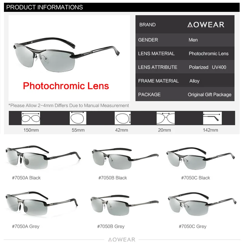 AOWEAR HD поляризационные фотохромные солнцезащитные очки, мужские очки-хамелеоны для вождения, мужские очки для вождения на День и ночь, Oculos Lentes Sol Hombre