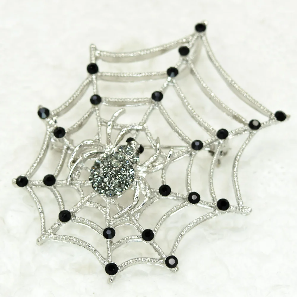 

Brooch Pendant Black Rhinestone Spider web Pin brooches C262 H