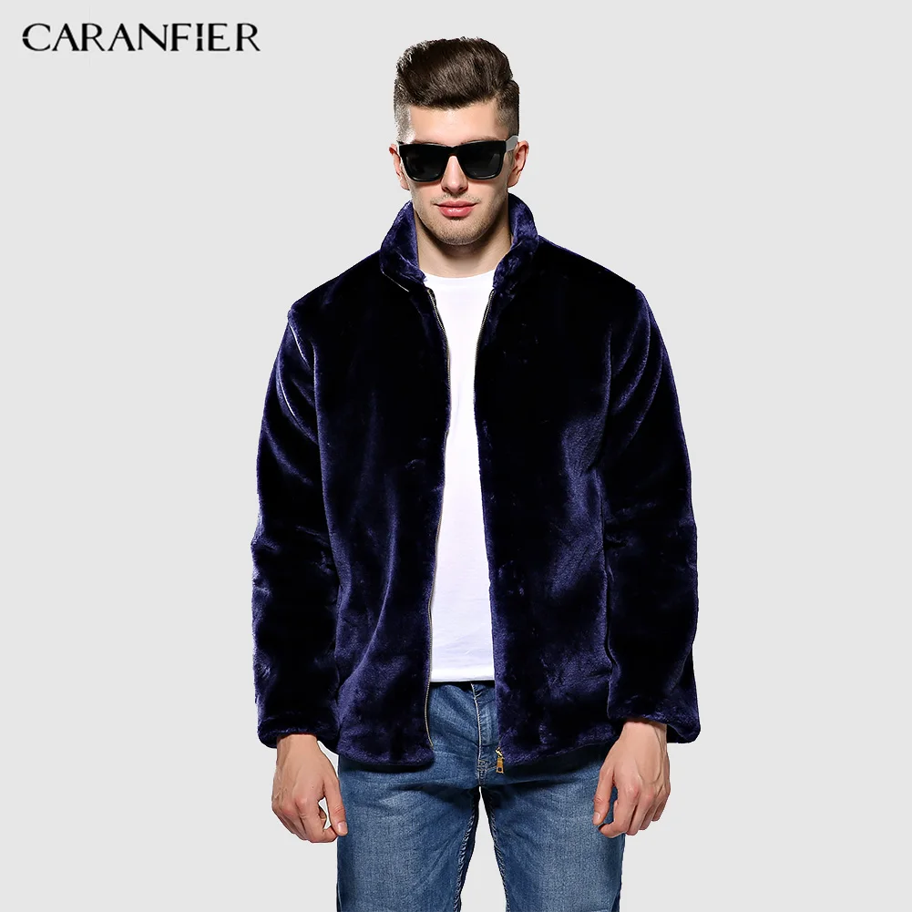 CARANFIER Мужское пальто зимние толстые теплые куртки искусственный бархат Модные