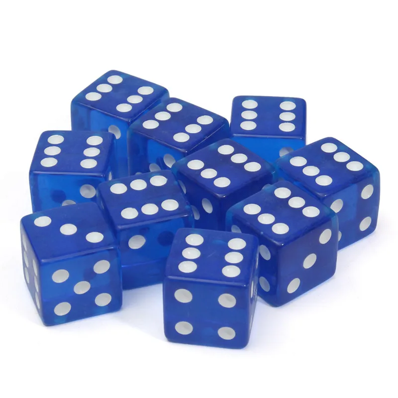 Прозрачные Акриловые игровые игральные кости 10 шт./лот 19 мм шестигранные