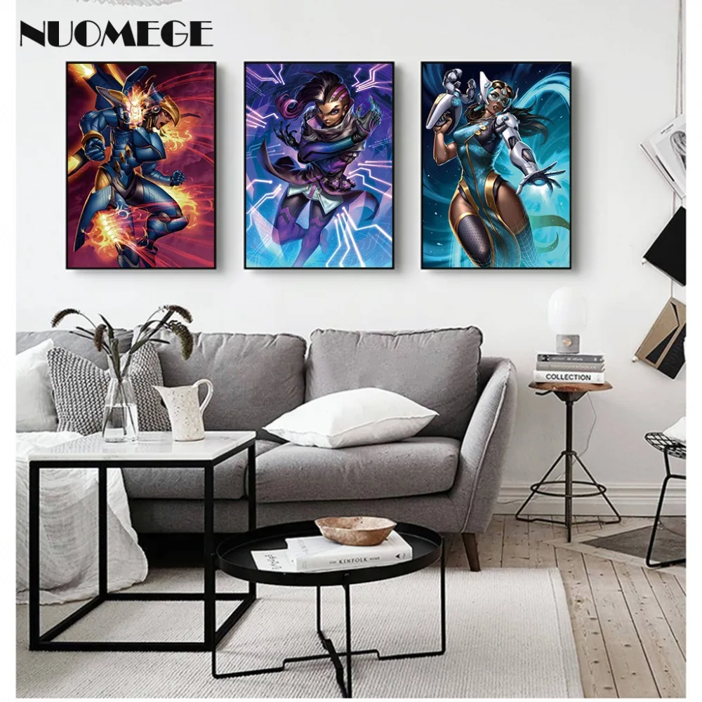NUOMEGE Overwatchs игра художественный плакат T Wall Art настенные картины для декора шелковые принты на холсте художественные плакаты, постеры украшение дома
