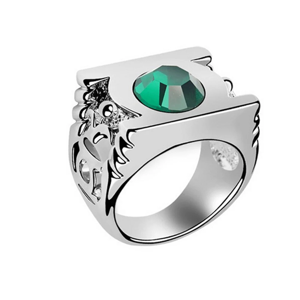 2017 Новый стиль зеленый цвет кольцо кристалл из нержавеющей стали|green lantern ring|ring