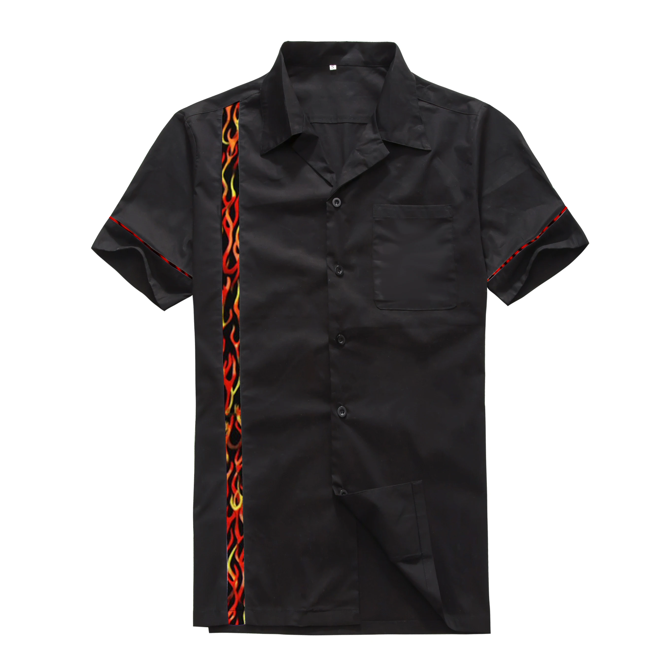 

Candow Look винтажная одежда онлайн Мужская хлопковая рубашка с короткими рукавами 50s 60s рокабилли новый дизайн пламенная панель Рок н ролл рубаш...