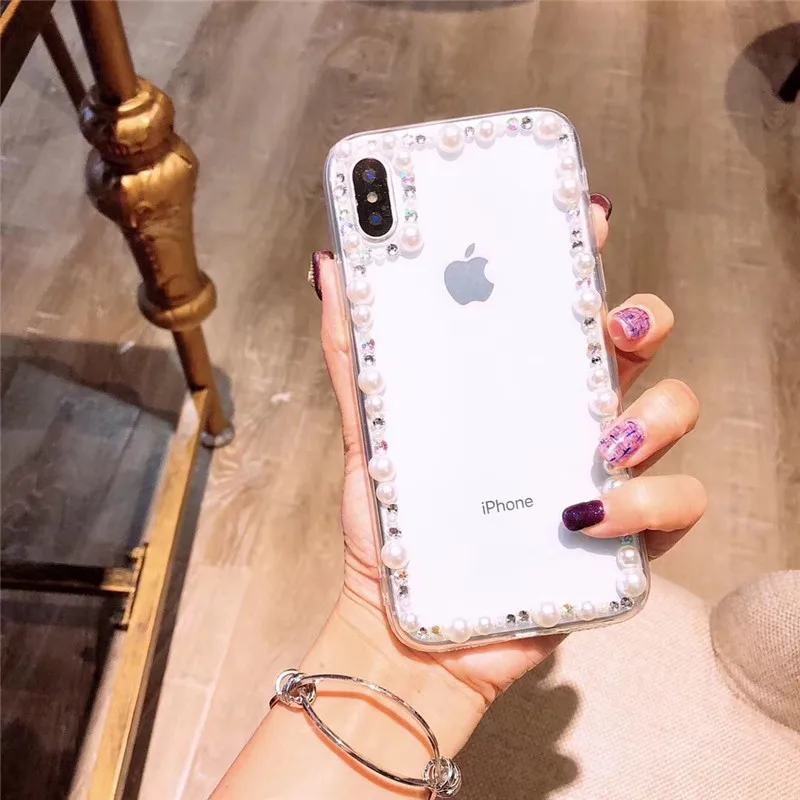 Мягкий чехол для телефона iPhone 11 Pro MAX 5 SE 5S 6 6s 7 8 plus 6plus 7/8plus X XS max XR Crystal Heart Diamond pearl