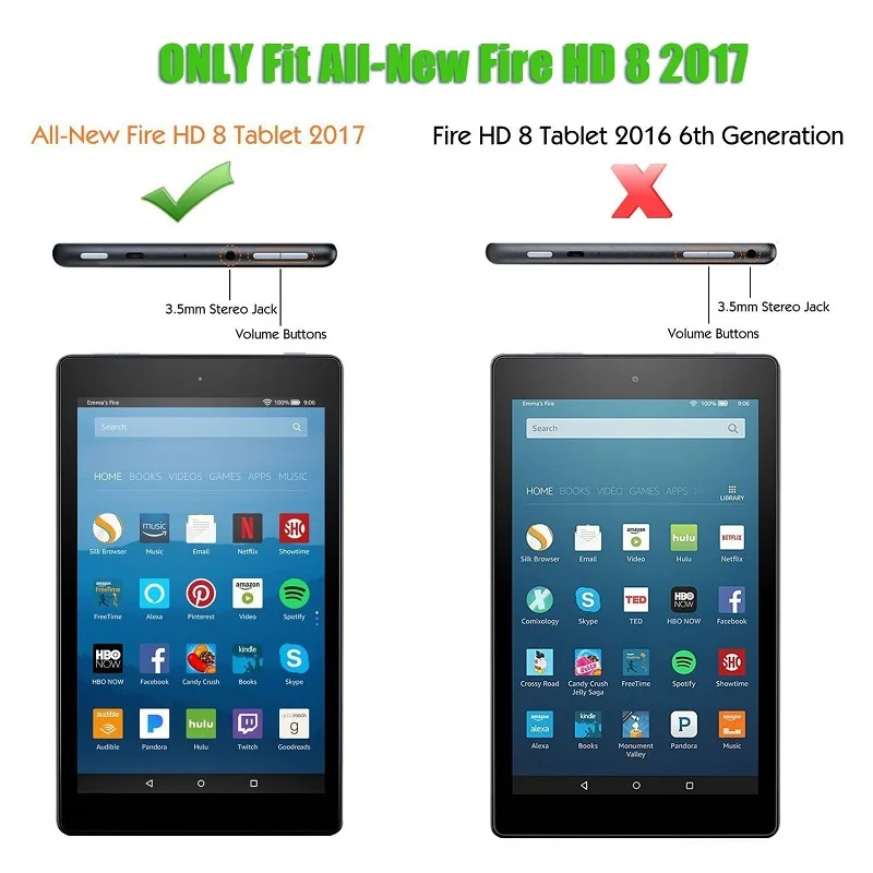 Тонкий чехол для Kindle Fire HD 8 мягкий силиконовый защитный Amazon дюймов планшета