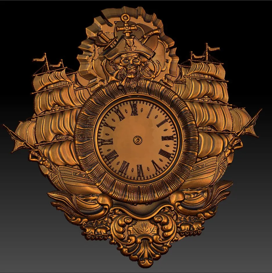 

Digital file in STL format clock for CNC 3D relief carving engraving C36-27