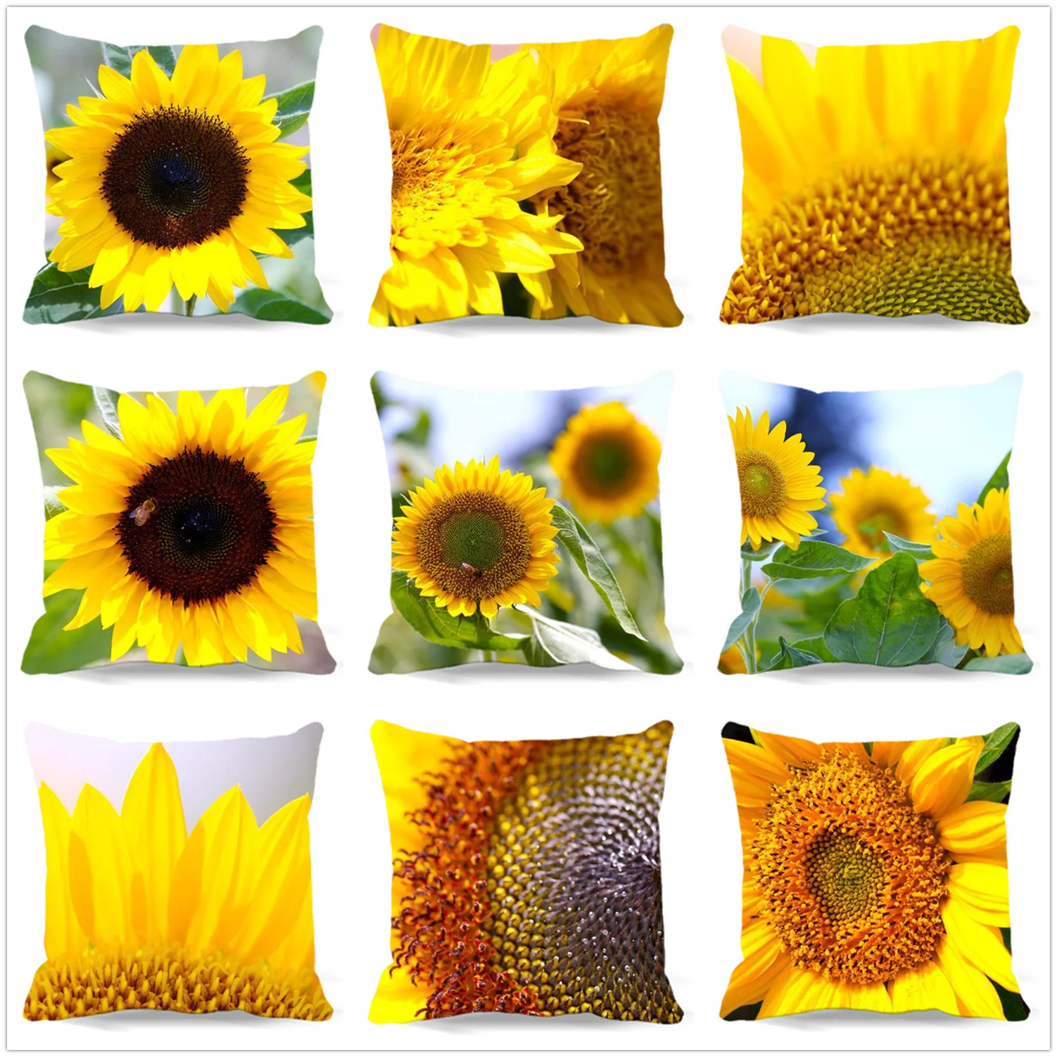

Pillow Case Sunflower Plant Series Cushion Cover Printed Square Cotton Polyester Sofa Home Decorative