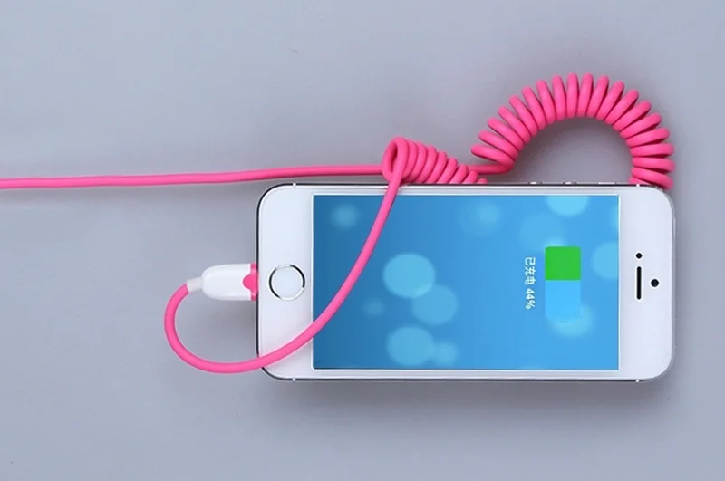 Цвет прозрачный на растяжение USB кабель для iphone 5 5S 5c 6 плюс ipad mini ipod nano зарядное