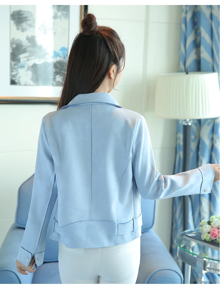 Кожаная замшевая куртка из искусственной кожи Женская мотоциклетная на молнии с