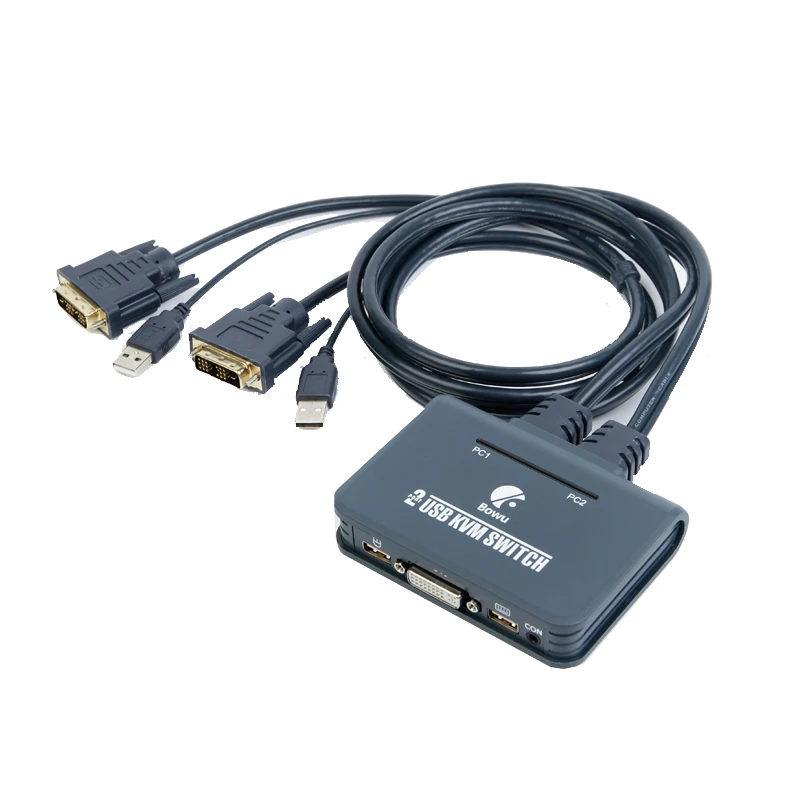 DVI коммутатор с проводным переключателем управления 2 в 1 выход USB мышь и