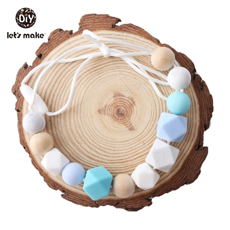 Let's Make Baby модное ожерелье для девочек-прорезывателей, розовые силиконовые бусины, сделай сам, ювелирное изделие, ручная работа, Прорезыватель для зубов, ожерелье, пустышка, детский Прорезыватель для зубов
