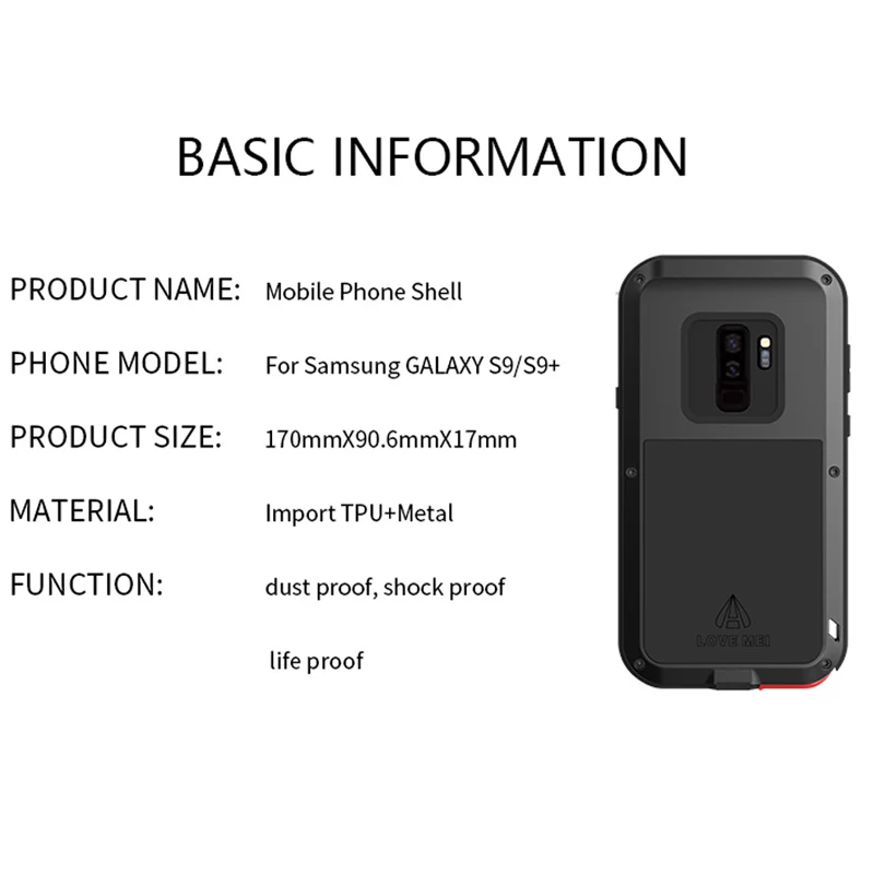 Мощный чехол LOVE MEI для Samsung Galaxy S9 G960F + Plus G965F противоударный из ТПУ жесткий