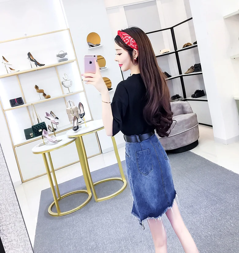 JSXDHK Летняя женская красная футболка с буквенным принтом для девушек свободная