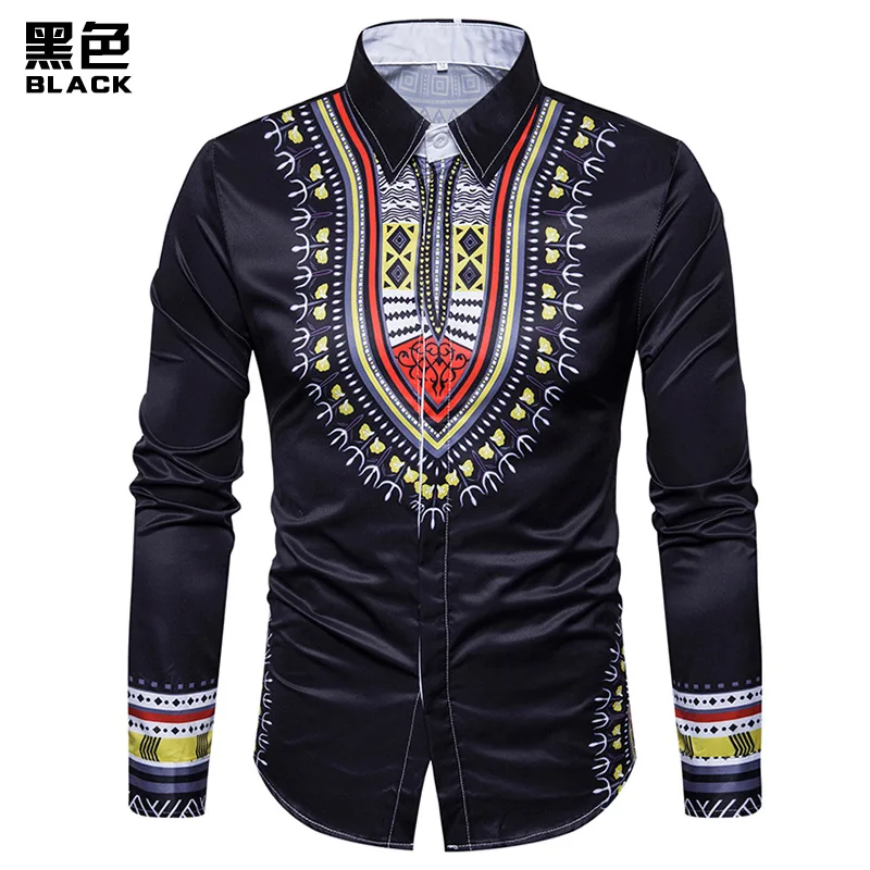 Мужская одежда рубашка Blusas новая печать мужская повседневная с длинными