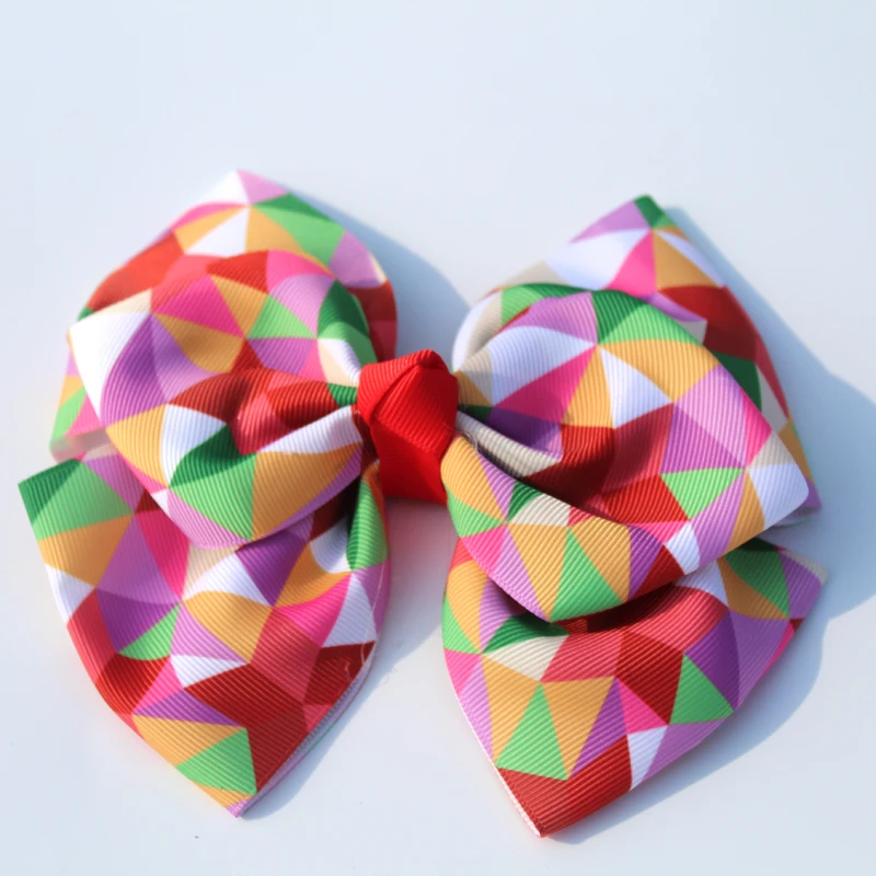 Розница 7 дюймов лента из корсажа двухслойные заколки для волос с радужным бантом