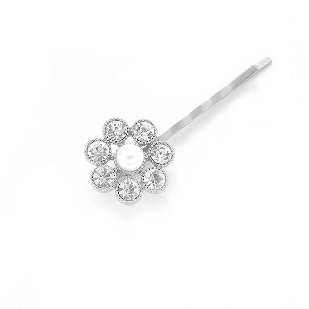 

1pcs Women Rhinestone Round Flower Hair Clip Elegant Gold Sliver Color Crystal Hairpin Bobby Pin Barrette Girl Hair Accessories