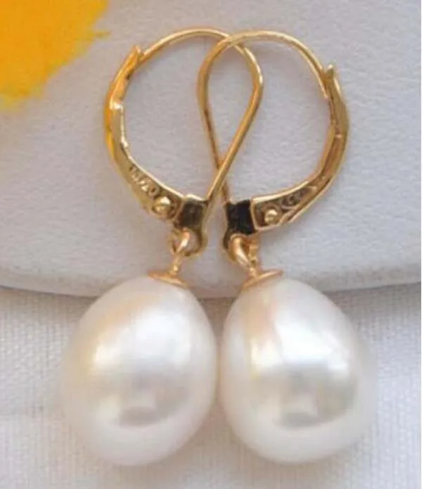 free shipping&gt&gt&gt&gtnoble jewelry 14K Yellow Gold HOT Huge AAA+ 10-13mm White South Sea Pearl Earrings |