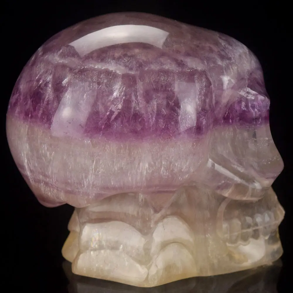 

New, 479 grams Super color 3 inch carvd natural Rainbow Fluorite crystal skull