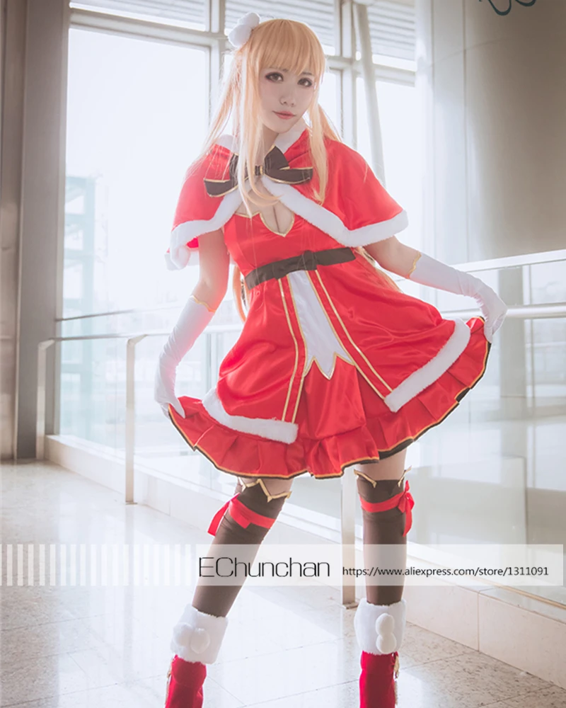 Рождественский костюм на Хэллоуин искусство меча онлайн модель Yuki платье|asuna cosplay