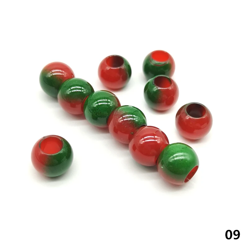 09 20 pcs 12mm Big Hole Beads Round Beads for Jewelry Making Acrylic Beads Multicolor Loose Bead Jewelry DIY Accessory - Цвет: 09