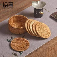 6pcslot handmade coasters set cup mat kungfu rattan cup saucer tea accessories cup cushion tableware placemats pads decoration