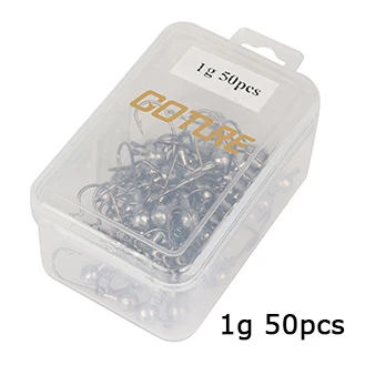 Goture 20-50 шт./кор. набор рыболовных крючков 1g-20 г Lead Jig Head крючки с приманки жесткая коробка для Мягкая приманка рыболовные принадлежности - Цвет: 1g for 50pcs