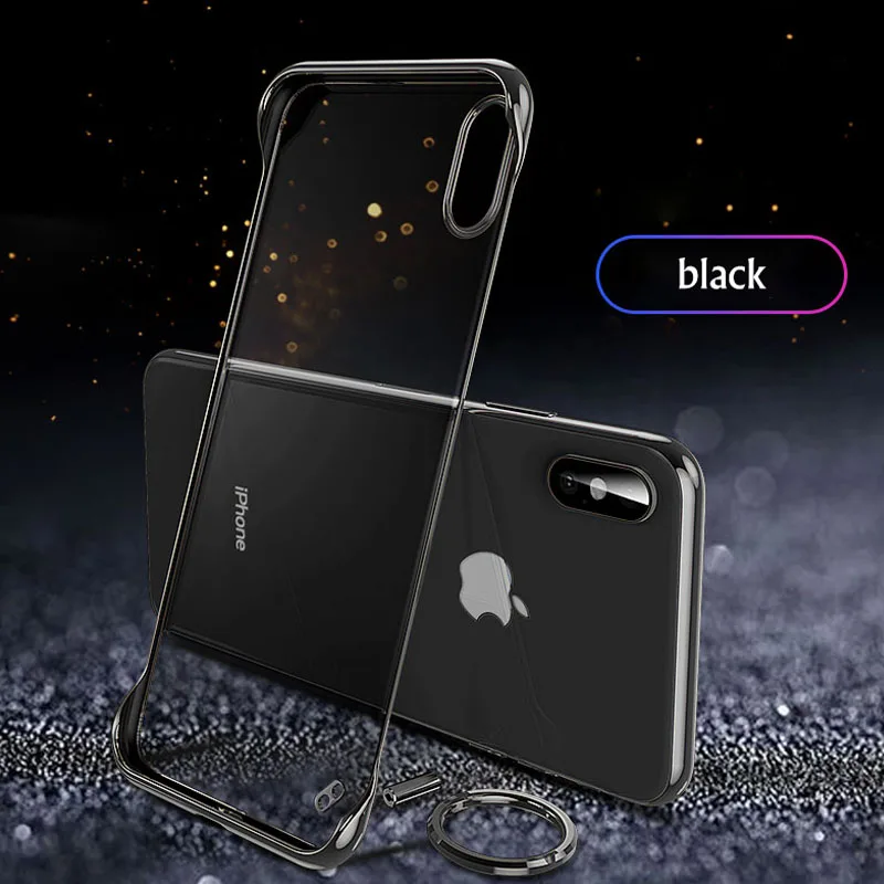 Black Бескаркасное прозрачное покрытие чехол для телефона для iPhone 11 Pro XS MAX XR X модный Ультра тонкий прозрачный жесткий чехол для iPhone 7 8 6 6S P - Цвет: Black