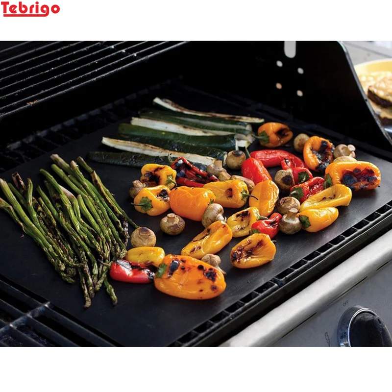 Tebrigo BBQ Grill Mat Non-stick 0.2mm Extra thick Baking Heat Resistant Grilling Reusable Easy to Clean | Дом и сад
